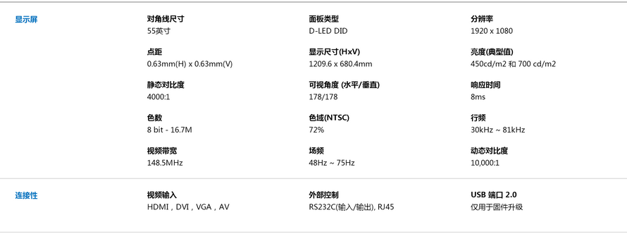 三星液晶拼接屏55寸